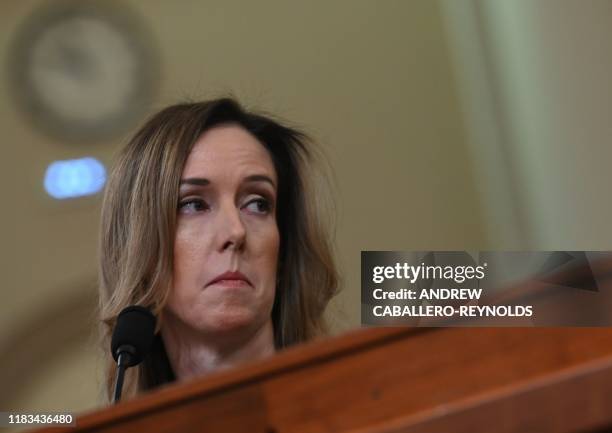 Jennifer Williams, an aide to Vice President Mike Pence, testifies during the House Intelligence Committee hearing, into President Donald Trump's...