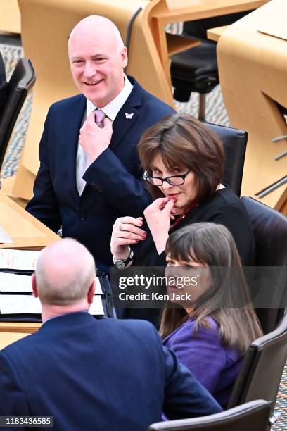 Scottish Government Health ministers Joe FitzPatrick, Jeane Freeman and Clare Haughey await the start of Topical Questions in the Scottish Parliament...