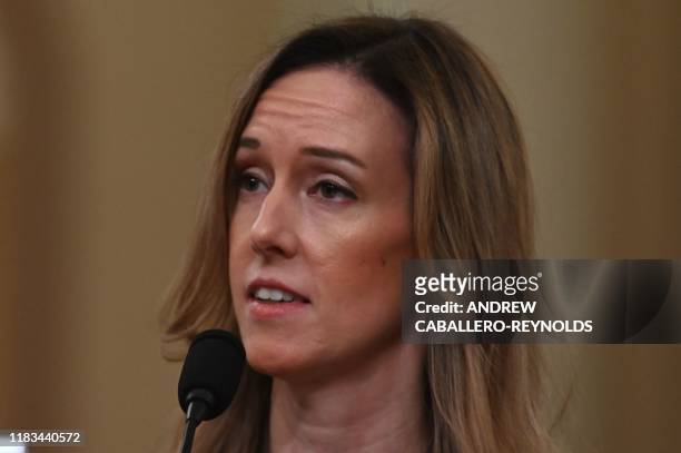 Jennifer Williams, an aide to Vice President Mike Pence, testifies during the House Intelligence Committee hearing, into President Donald Trump's...