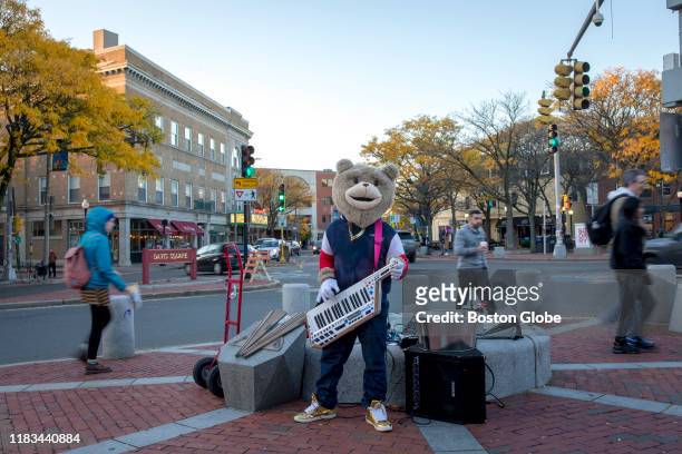 Keytar Bear plays the keytar at Davis Square in Somerville, MA on Nov. 2, 2019. Today, Davis Square still buzzes with 20something energy. Weekends...