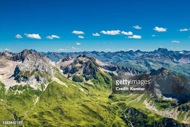 view to the alps in austria - panoramic stock pictures, royalty-free photos & images