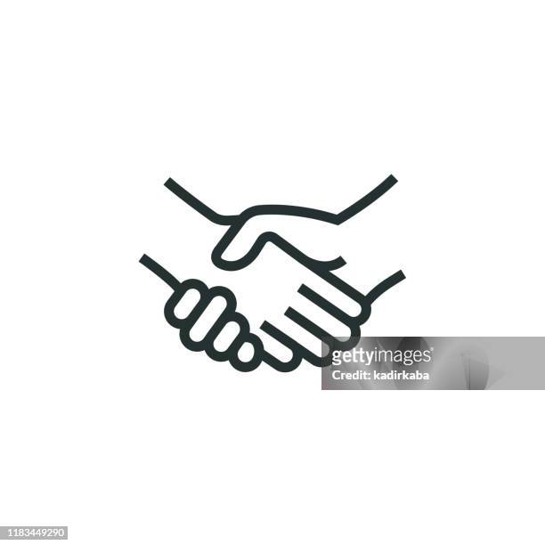handshake line icon - hände schütteln stock-grafiken, -clipart, -cartoons und -symbole