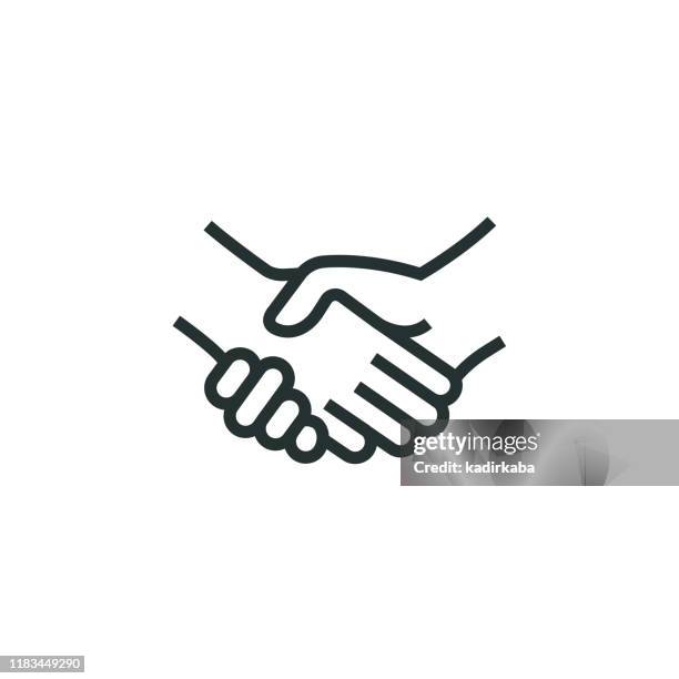 ilustraciones, imágenes clip art, dibujos animados e iconos de stock de icono de línea de apretón de manos - handshake