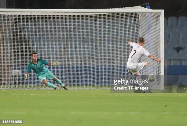 Eden Karzev of Spain controls the ball during the UEFA European Under-21 Championship 2021 qualifier match between Israel U21 and Spain U21 at Ramat...