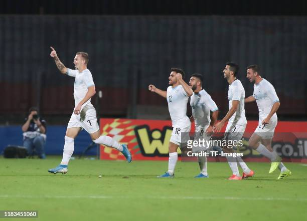 Eden Karzev of Spain celebrates during the UEFA European Under-21 Championship 2021 qualifier match between Israel U21 and Spain U21 at Ramat Gan...