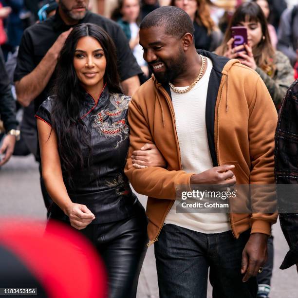 Kim Kardashian and Kanye West are seen in Midtown on October 25, 2019 in New York City.