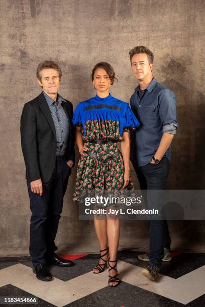 Actor Willem Dafoe, Gugu Mbatha-Raw and Edward Norton from 'Motherless Brooklyn' are photographed for Los Angeles Times on September 9, 2019 at the...