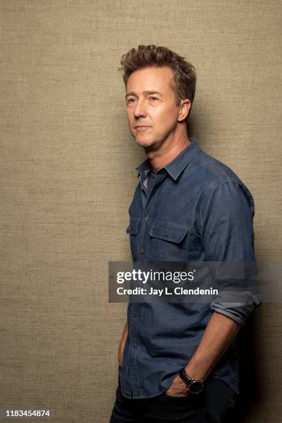 Actor Edward Norton from 'Motherless Brooklyn' is photographed for Los Angeles Times on September 9, 2019 at the Toronto International Film Festival...
