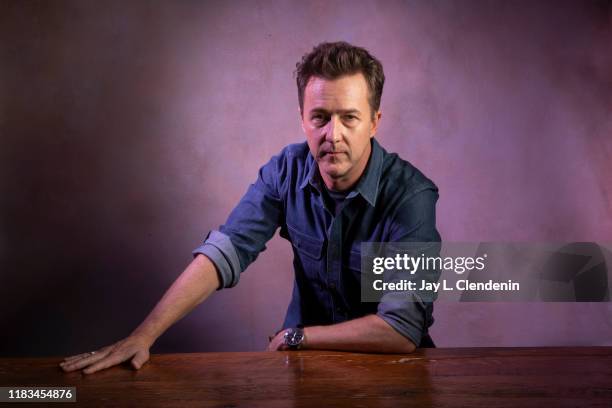 Actor Edward Norton from 'Motherless Brooklyn' is photographed for Los Angeles Times on September 9, 2019 at the Toronto International Film Festival...