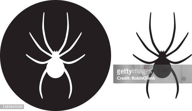 black circle spider icons - spinnenphobie stock-grafiken, -clipart, -cartoons und -symbole