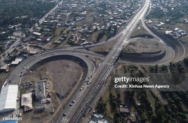 Nov. 19, 2019 -- Photo taken on Nov. 18, 2019 shows a view of the expressway section of the Karakorum Highway project phase two in Pakistan. The...