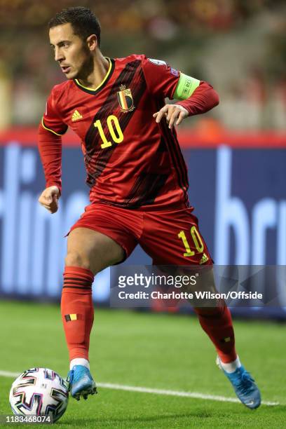 Eden Hazard of Belgium during the UEFA Euro 2020 Qualifier between Belgium and Cyprus on November 19, 2019 in Brussels, Belgium.