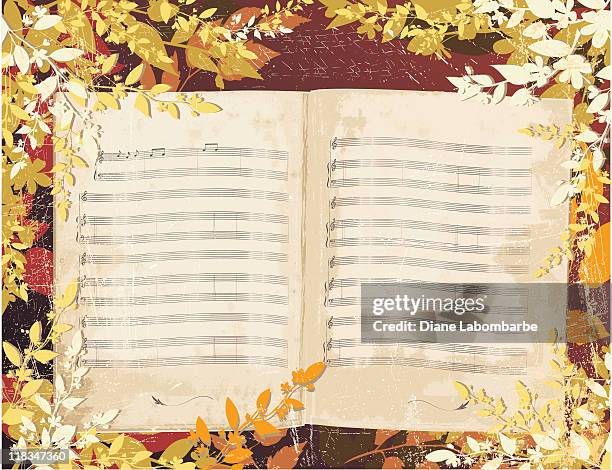 fall music book background - branches intertwined stock illustrations