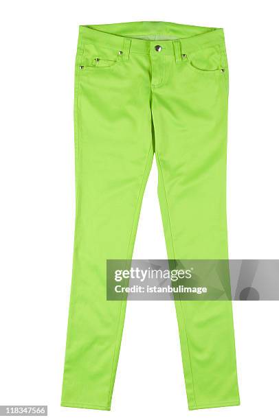 woman trouser - groene broek stockfoto's en -beelden