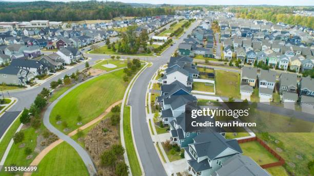 aerial of residential development - north carolina stock pictures, royalty-free photos & images