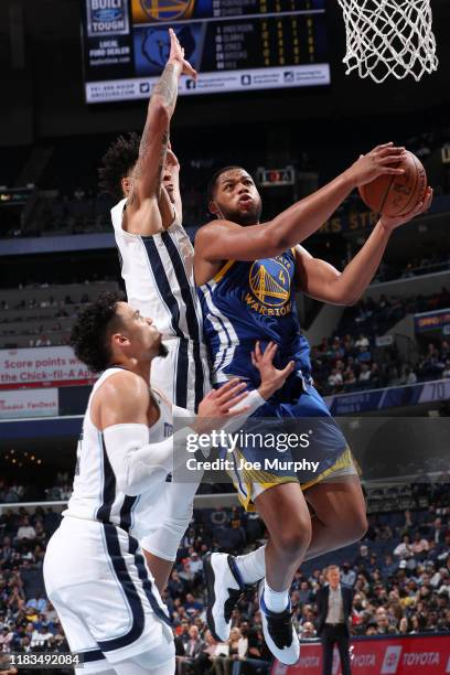 Omari Spellman of the Golden State Warriors shoots the ball against the Memphis Grizzlies on November 19, 2019 at FedExForum in Memphis, Tennessee....