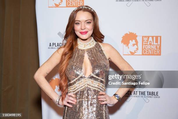 Lindsay Lohan attends the 2019 Ali Forney Center Gala at Cipriani Wall Street on October 25, 2019 in New York City.