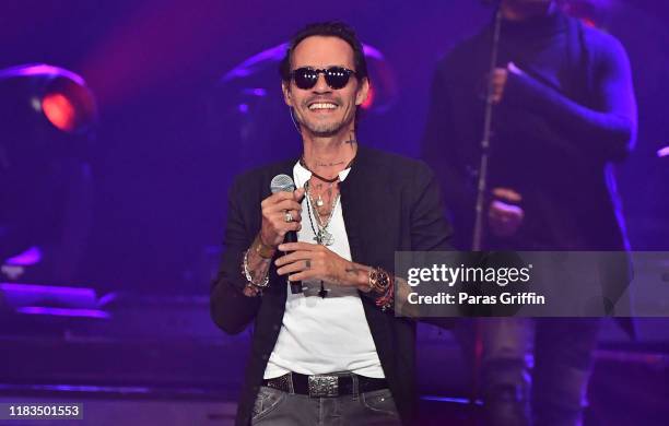 Marc Anthony performs onstage during his "Opus" tour at State Farm Arena on October 25, 2019 in Atlanta, Georgia.