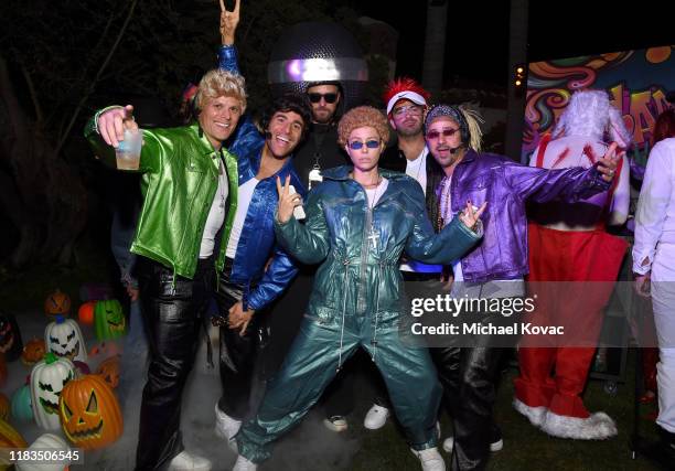 Justin Timberlake and Jessica Biel as the microphone and N'Sync attend the 2019 Casamigos Halloween Party on October 25, 2019 at a private residence...