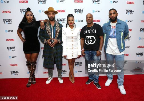 Remy Ma, Joe Budden, Eboni K. Williams, Too Short, and REASON attend the REVOLT X AT&T 3-Day Summit In Los Angeles - Day 1 at Magic Box on October...