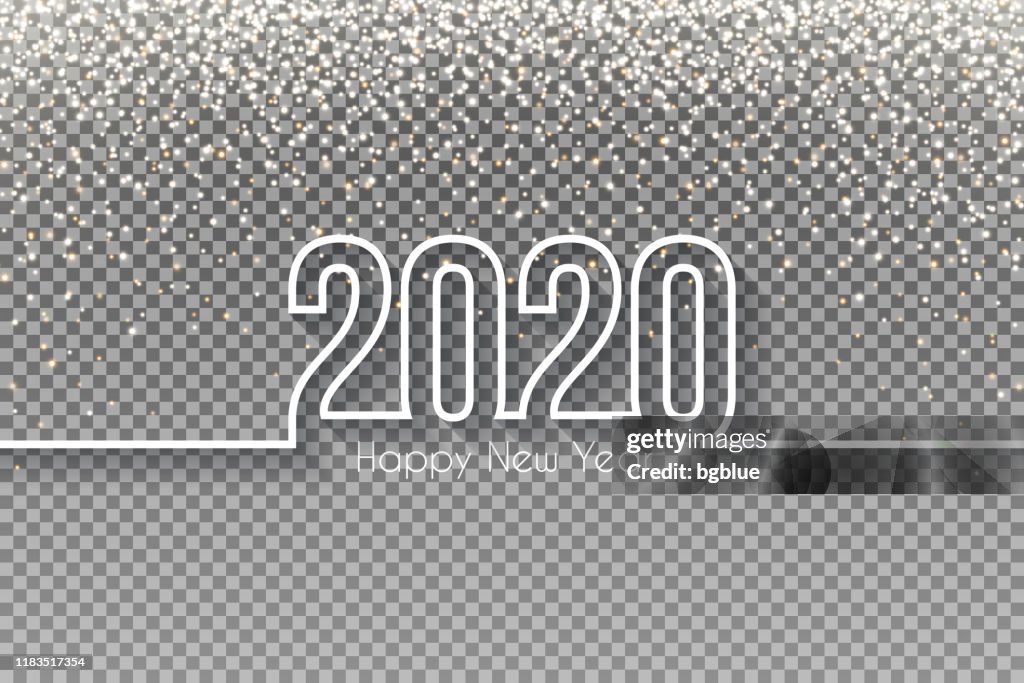 Happy new year 2020 Design with gold glitter - Blank Background