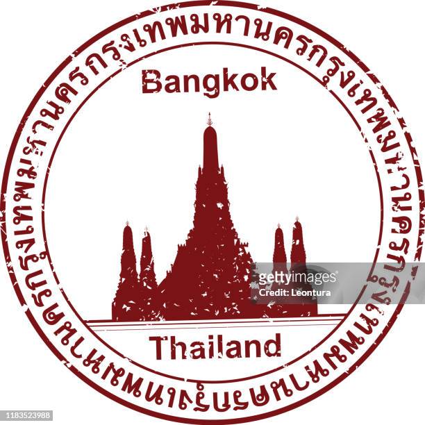 bangkok passport stamp - wat stock illustrations