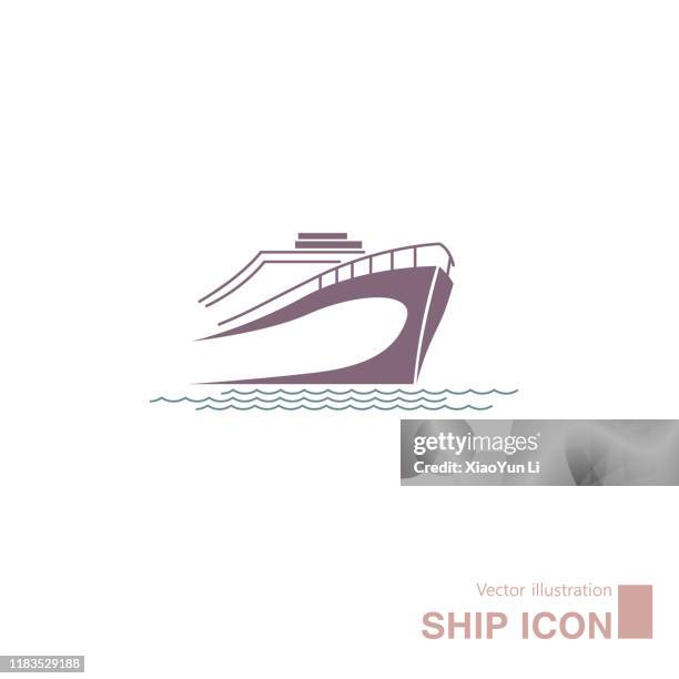 ilustrações de stock, clip art, desenhos animados e ícones de vector drawn ship icon. - navio de passageiros