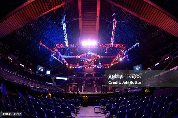 General view of the Octagon prior to the UFC Fight Night event at Singapore Indoor Stadium on October 26, 2019 in Singapore.