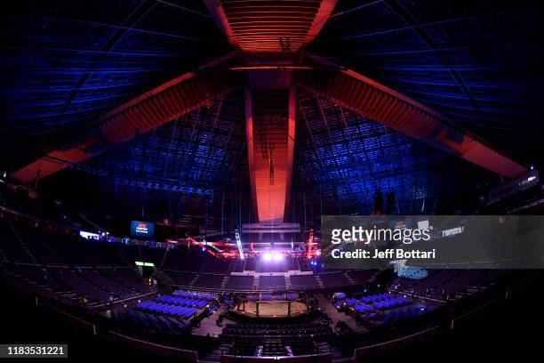General view of the Octagon prior to the UFC Fight Night event at Singapore Indoor Stadium on October 26, 2019 in Singapore.