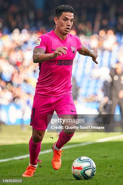 Renato Santos of Malaga CF in action during the La Liga Smartbank match between Deportivo de La Coruna and Malaga CF at Abanca Riazor Stadium on...