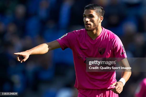 Antonio Cortes Heredia 'Antonin' of Malaga CF reacts during the La Liga Smartbank match between Deportivo de La Coruna and Malaga CF at Abanca Riazor...