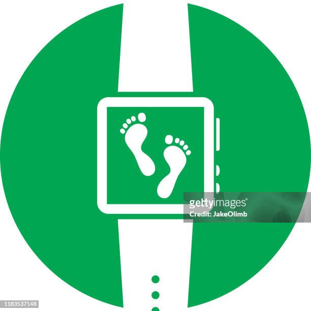 stockillustraties, clipart, cartoons en iconen met slimme horloge voeten pictogram silhouet - racewalking
