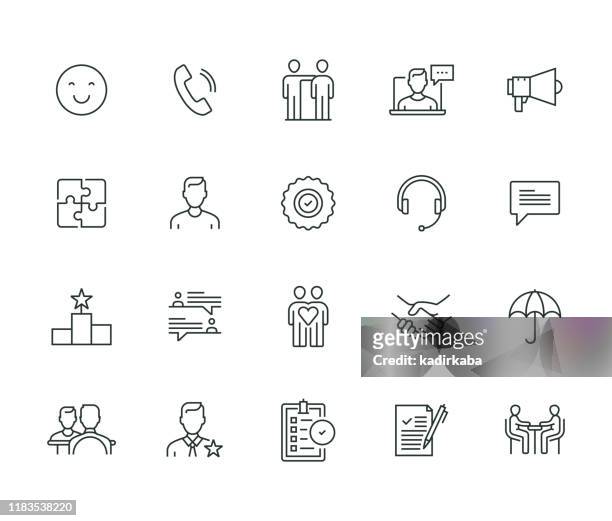 customer relationship thin line series - customer relationship icon stock illustrations