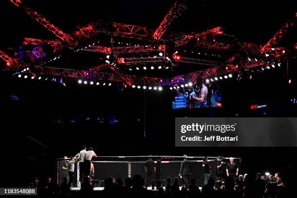 General view of the Octagon during the UFC Fight Night event at Singapore Indoor Stadium on October 26, 2019 in Singapore.