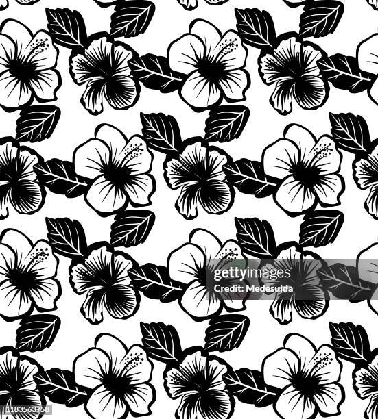 stockillustraties, clipart, cartoons en iconen met hibiscus vector afdrukken - hawaiian print fabric