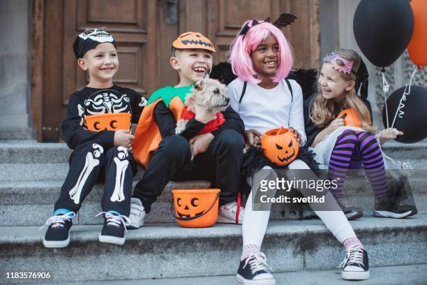 trick or treat gang - stage costume stock pictures, royalty-free photos & images