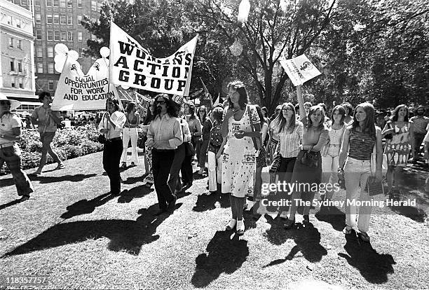 Germaine Greer Photograph shows Germaine Greer at the Women's Liberation March in Hyde Park Sydney on the 11th of March 1972.