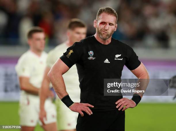 Kieran Read, the New Zealand captain, looks dejected after their defeat during the Rugby World Cup 2019 Semi-Final match between England and New...