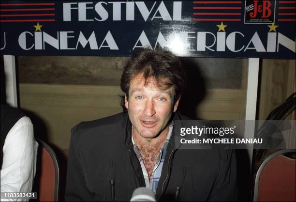 Acteur américain Robin Williams participe à une conférence de presse donnée pour le film "Good Morning Vietnam", le 04 septembre 1988, lors du...