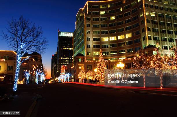 street with christmas decorations - reston stock pictures, royalty-free photos & images