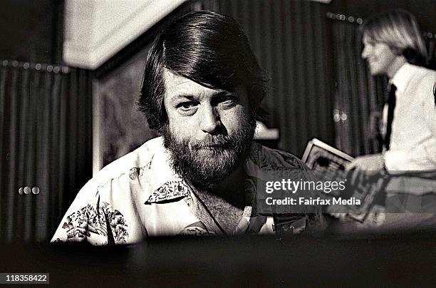 Brian Wilson of The Beach Boys at their press conference at the Boulevard Hotel in Sydney on 2 March 1978