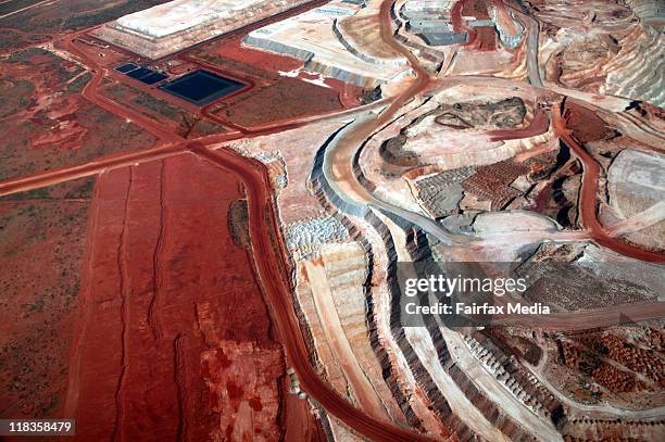 An aerial view of the Newcrest open cut Telfer gold and copper mine in the northwest Australia, 28 July 2005.
