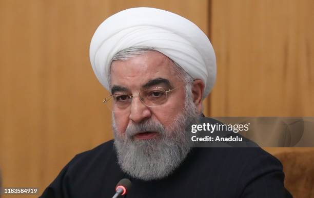 Iranian President, Hassan Rouhani makes statements on the ongoing protests across Iran against petrol price increases, after the Council of Ministers...