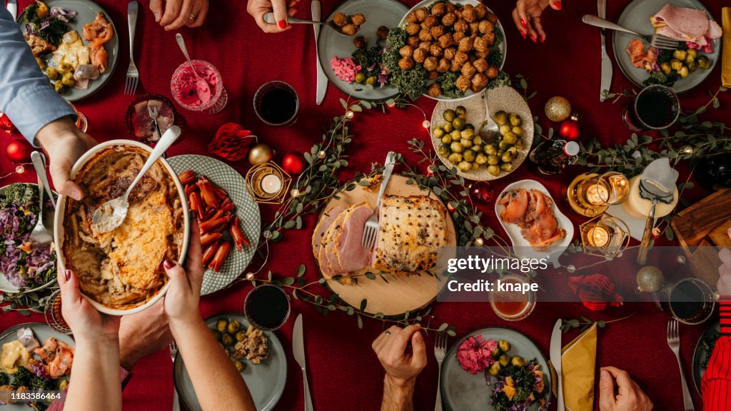 Typical swedish scandinavian christmas food smörgåsbord
