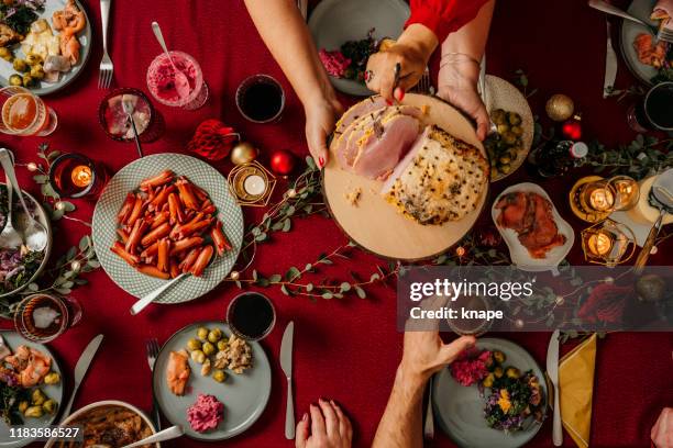 christmas food smorgasbord - swedish culture stock pictures, royalty-free photos & images