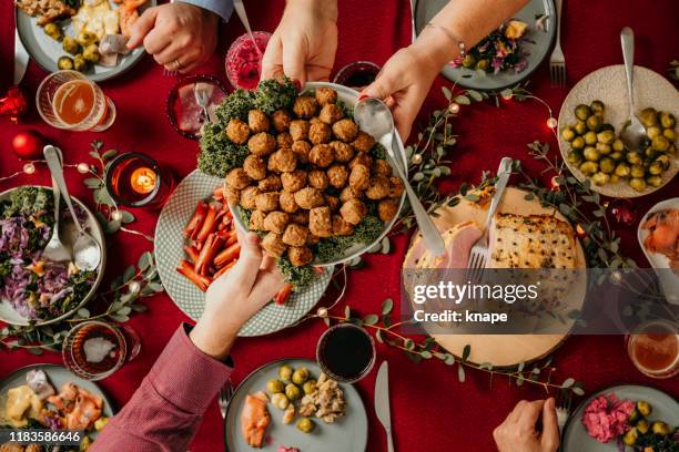 christmas food smorgasbord - swedish culture stock pictures, royalty-free photos & images