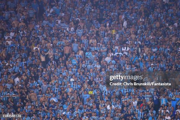 Gremio fans look on during the Copa CONMEBOL Libertadores 2019 Semi-Final 2 match between Flamengo and Gremio at Maracana Stadium on October 23, 2019...