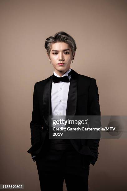 Singer Taeyong of boy band NCT 127 pose for a portrait at the MTV EMAs 2019 studio at FIBES Conference and Exhibition Centre on November 3, 2019 in...
