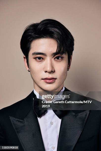 Singer Jaehyun of boy band NCT 127 pose for a portrait at the MTV EMAs 2019 studio at FIBES Conference and Exhibition Centre on November 3, 2019 in...