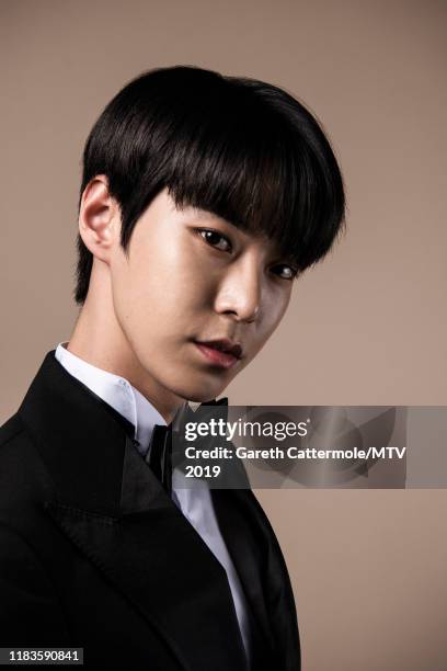 Singer Doyoung of boy band NCT 127 pose for a portrait at the MTV EMAs 2019 studio at FIBES Conference and Exhibition Centre on November 3, 2019 in...